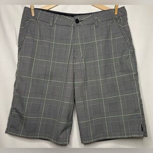 Rip Curl Gray/Green Flat Front Plaid Shorts